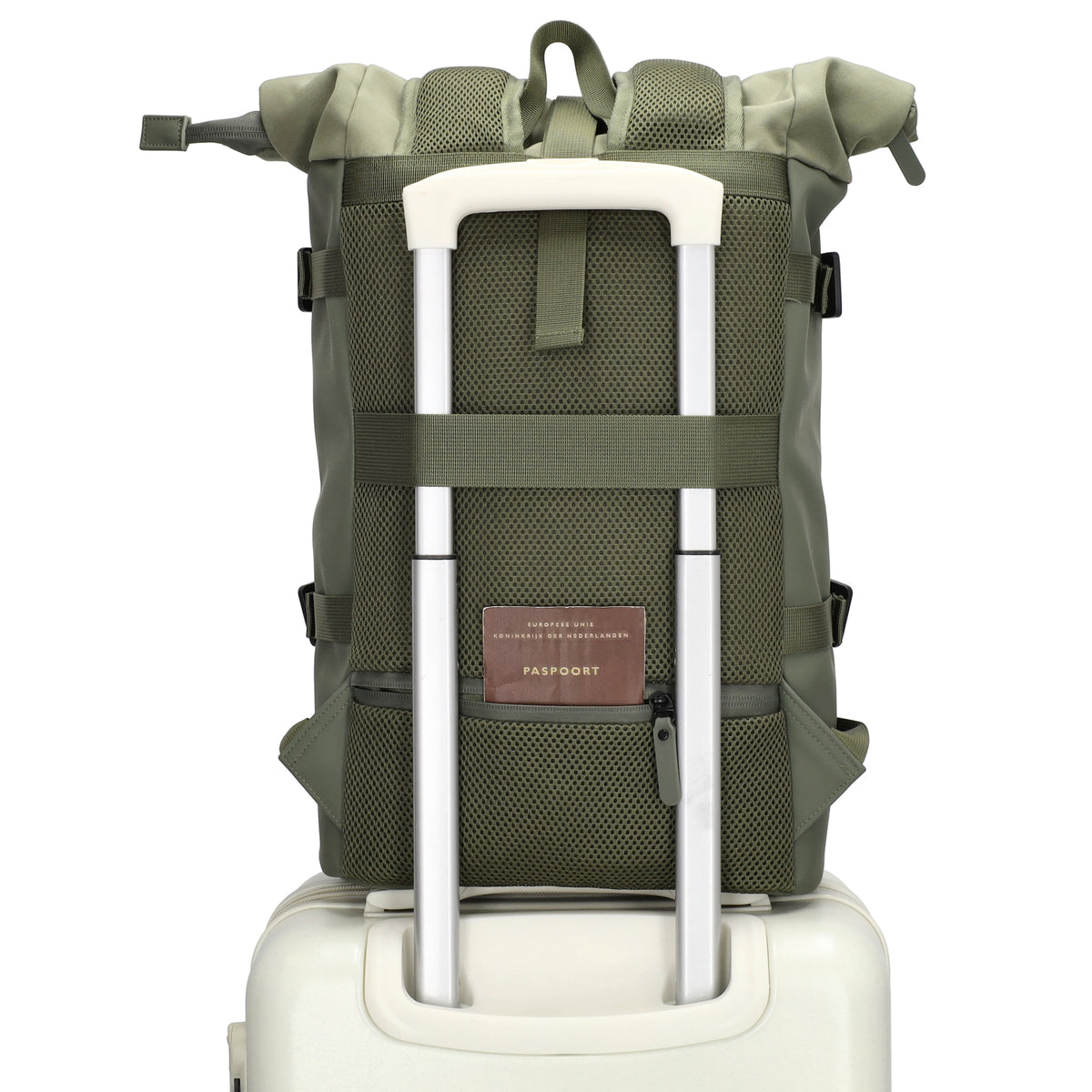 Rolltop-Rucksack 24x59cm in Grün mit Reißverschluss und Reißverschlussfach - leder-accessoires.com