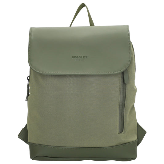 Rucksack 46x26,5x11,5cm in Olivgrün mit Überschlag - leder-accessoires.com