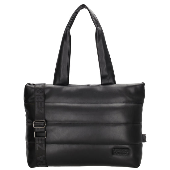 Shopper gesteppt 48x30cm in Schwarz aus Kunstleder - leder-accessoires.com