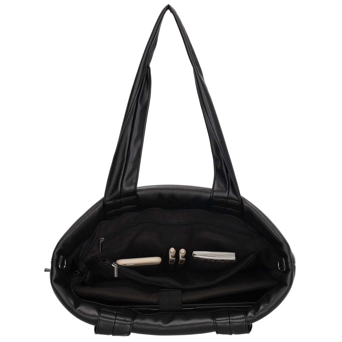 Shopper gesteppt 48x30cm in Schwarz aus Kunstleder - leder-accessoires.com