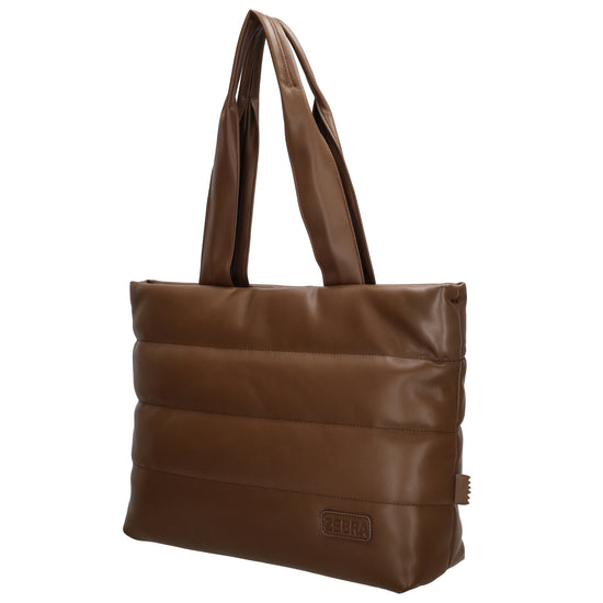 Shopper gesteppt 48x30cm in Braun aus Kunstleder - leder-accessoires.com