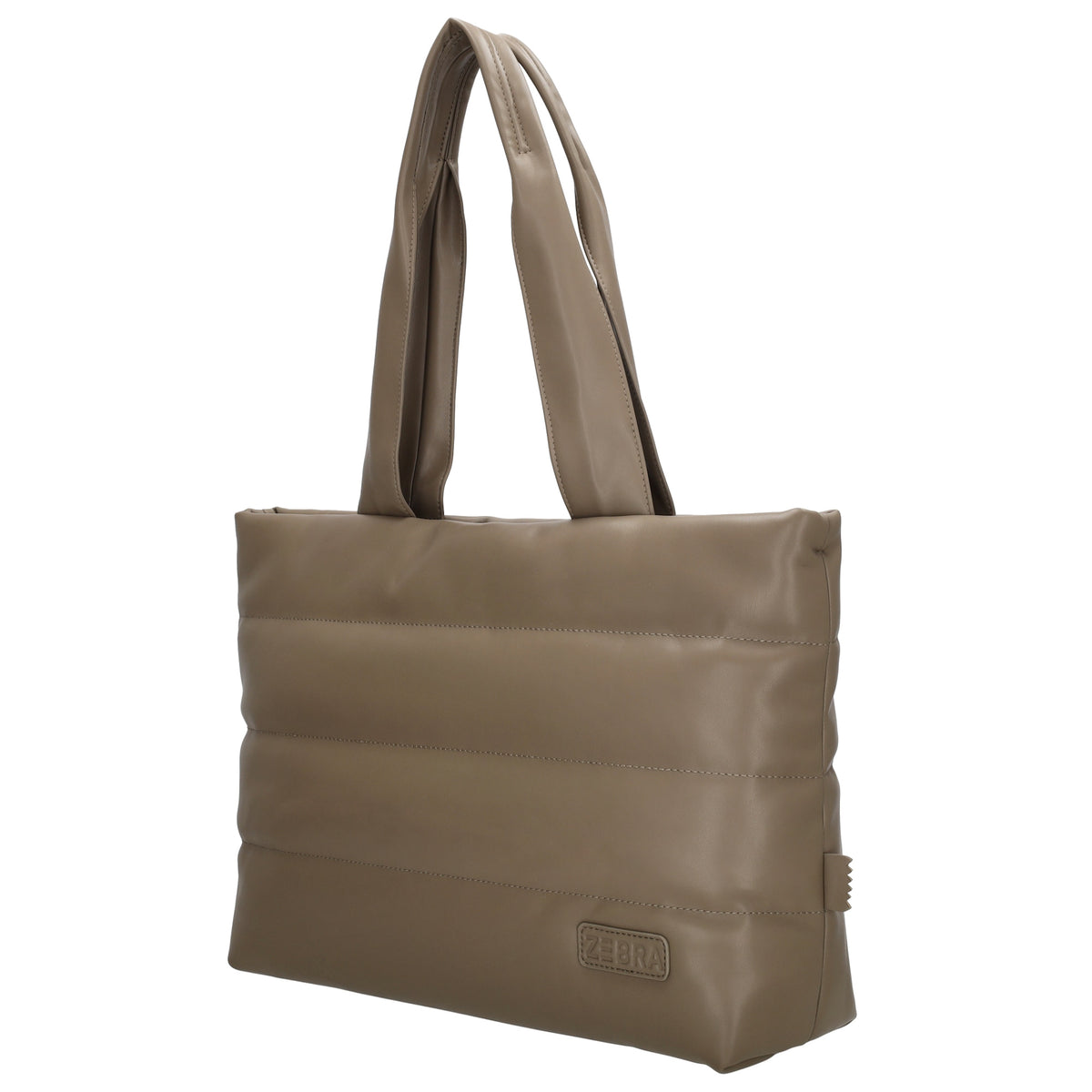 Shopper gesteppt 48x30cm in Taupe aus Kunstleder - leder-accessoires.com
