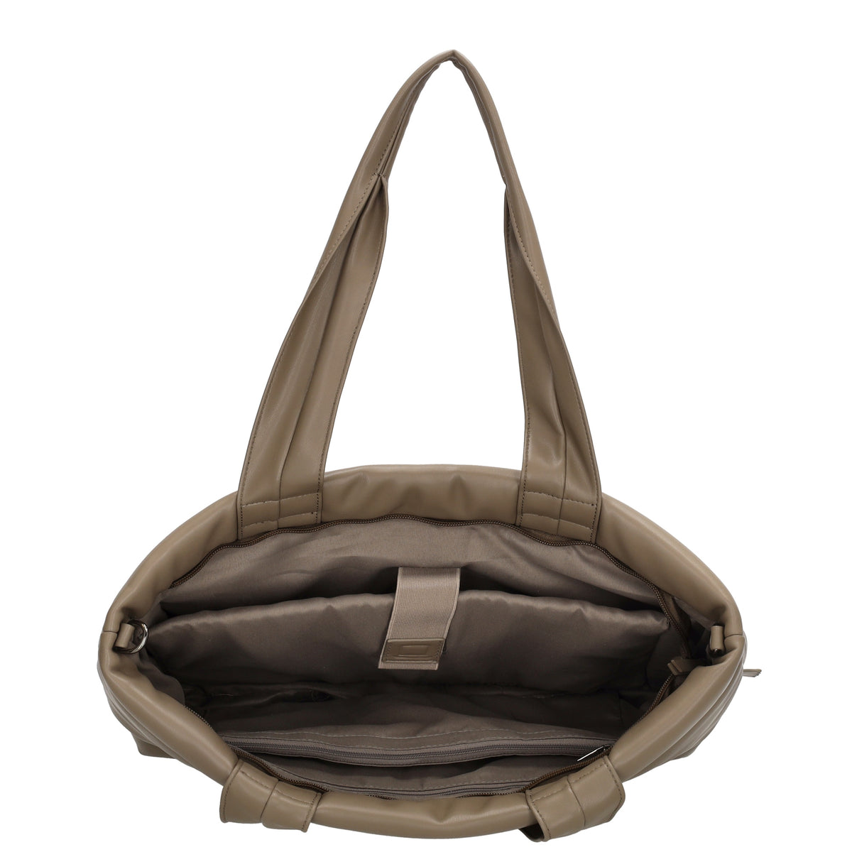 Shopper gesteppt 48x30cm in Taupe aus Kunstleder - leder-accessoires.com