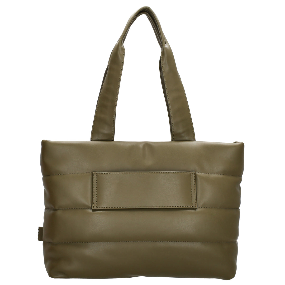 Shopper gesteppt 48x30cm in Olivgrün aus Kunstleder - leder-accessoires.com