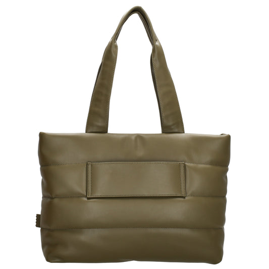Shopper gesteppt 48x30cm in Olivgrün aus Kunstleder - leder-accessoires.com