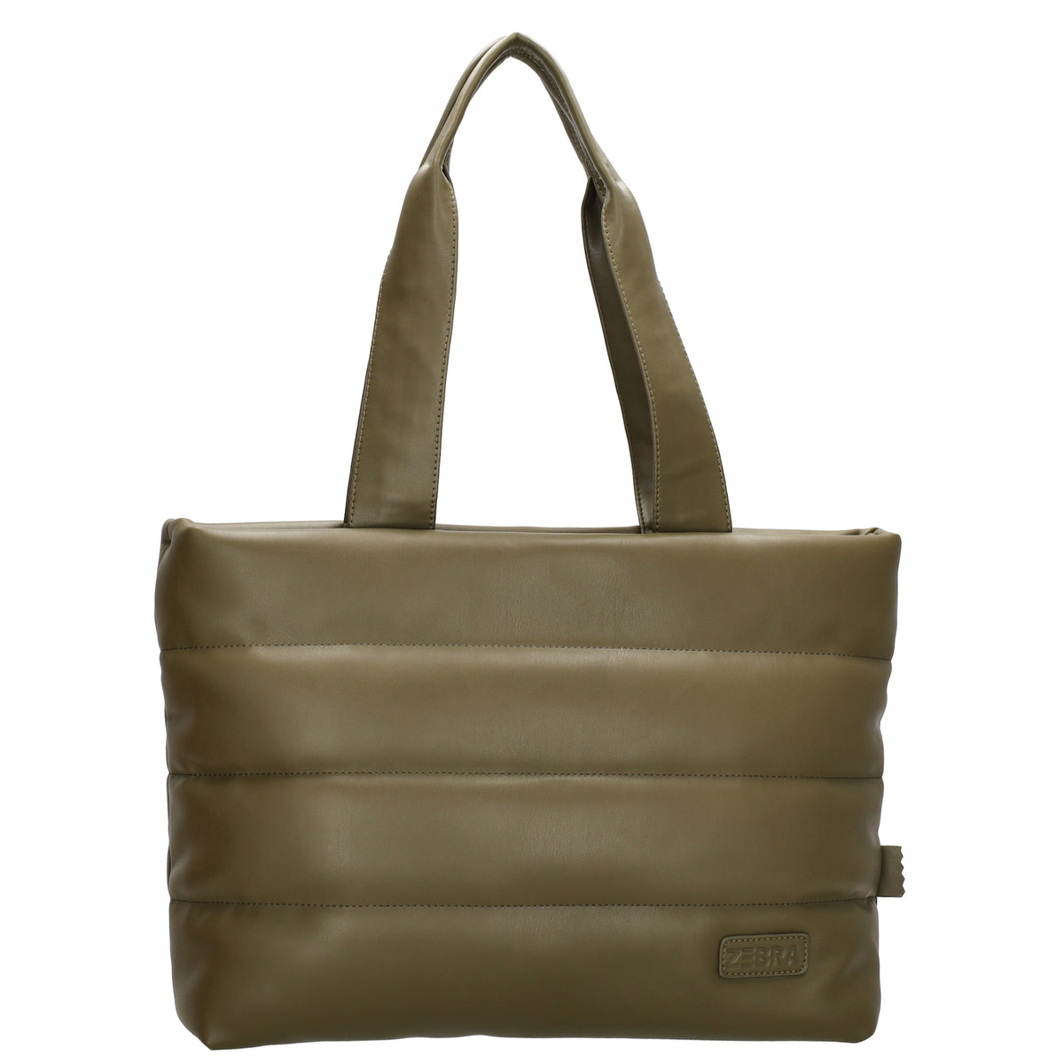 Shopper gesteppt 48x30cm in Olivgrün aus Kunstleder - leder-accessoires.com