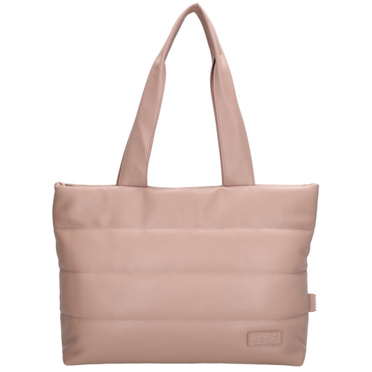 Shopper gesteppt 48x30cm in Altrosa aus Kunstleder - leder-accessoires.com
