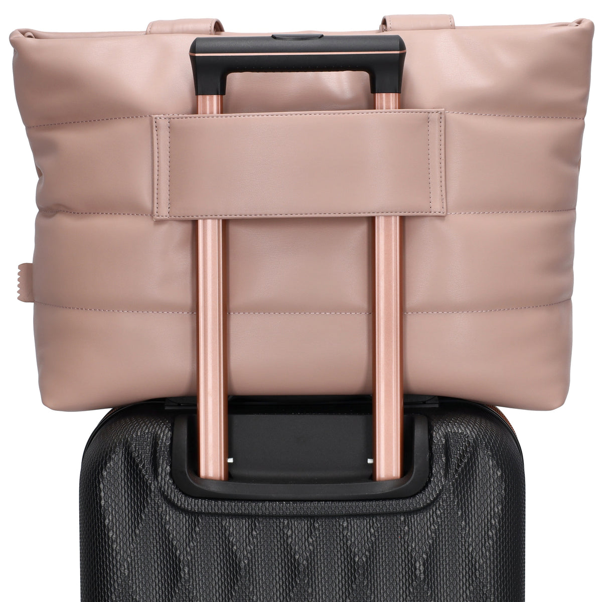 Shopper gesteppt 48x30cm in Altrosa aus Kunstleder - leder-accessoires.com
