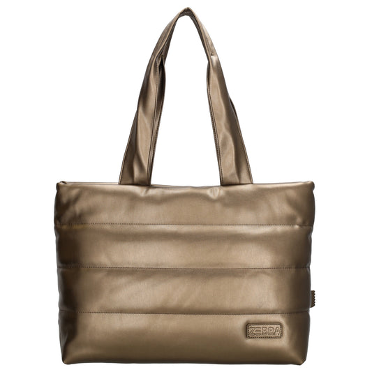 Shopper gesteppt 48x30cm in Bronze-Metallic aus Kunstleder - leder-accessoires.com