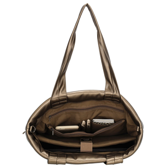 Shopper gesteppt 48x30cm in Bronze-Metallic aus Kunstleder - leder-accessoires.com