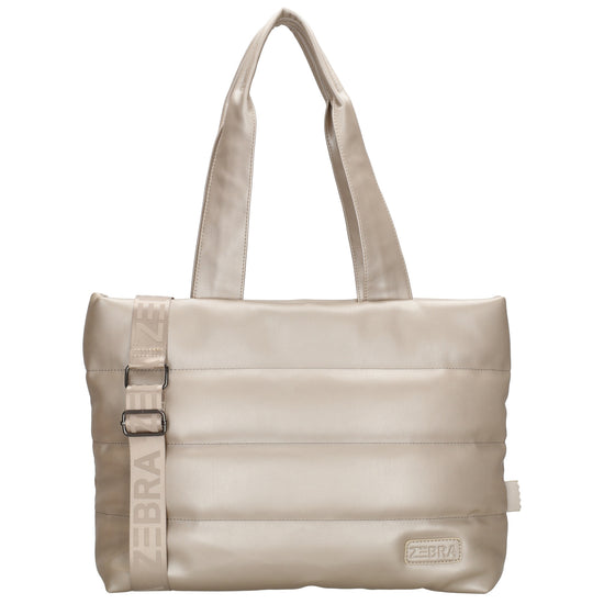 Shopper gesteppt 48x30cm in Champagner aus Kunstleder - leder-accessoires.com