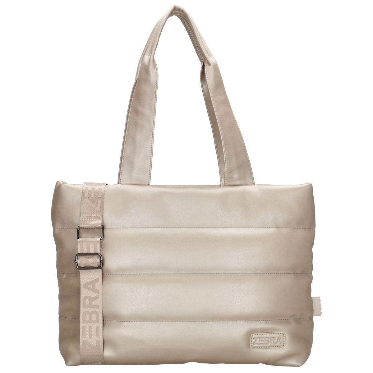 Shopper gesteppt 48x30cm in Champagner aus Kunstleder - leder-accessoires.com