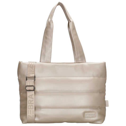 Shopper gesteppt 48x30cm in Champagner aus Kunstleder - leder-accessoires.com
