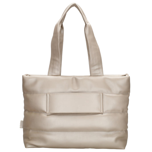 Shopper gesteppt 48x30cm in Champagner aus Kunstleder - leder-accessoires.com