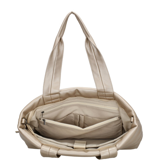 Shopper gesteppt 48x30cm in Champagner aus Kunstleder - leder-accessoires.com