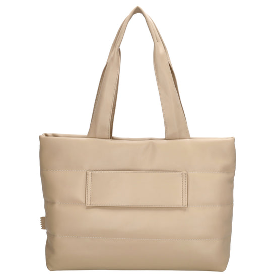 Shopper gesteppt 48x30cm in Beige aus Kunstleder - leder-accessoires.com