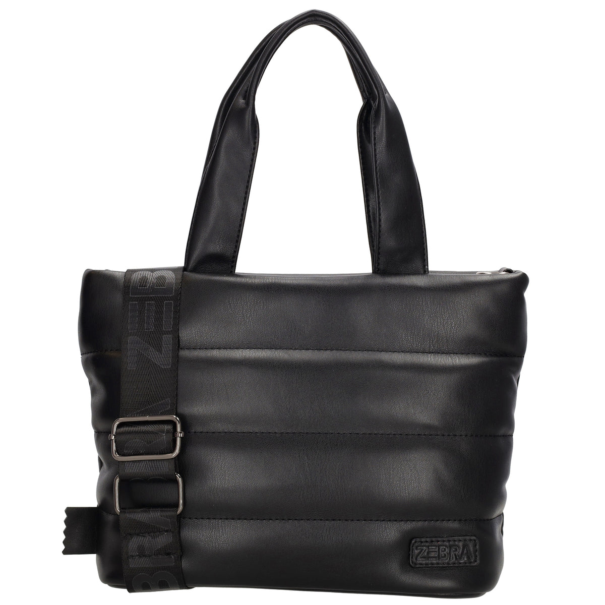 Umhängetasche gesteppt 30x20cm in Schwarz aus Kunstleder - leder-accessoires.com