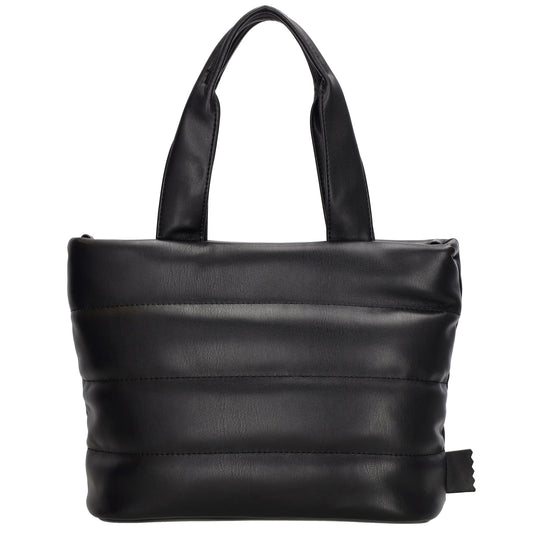 Umhängetasche gesteppt 30x20cm in Schwarz aus Kunstleder - leder-accessoires.com