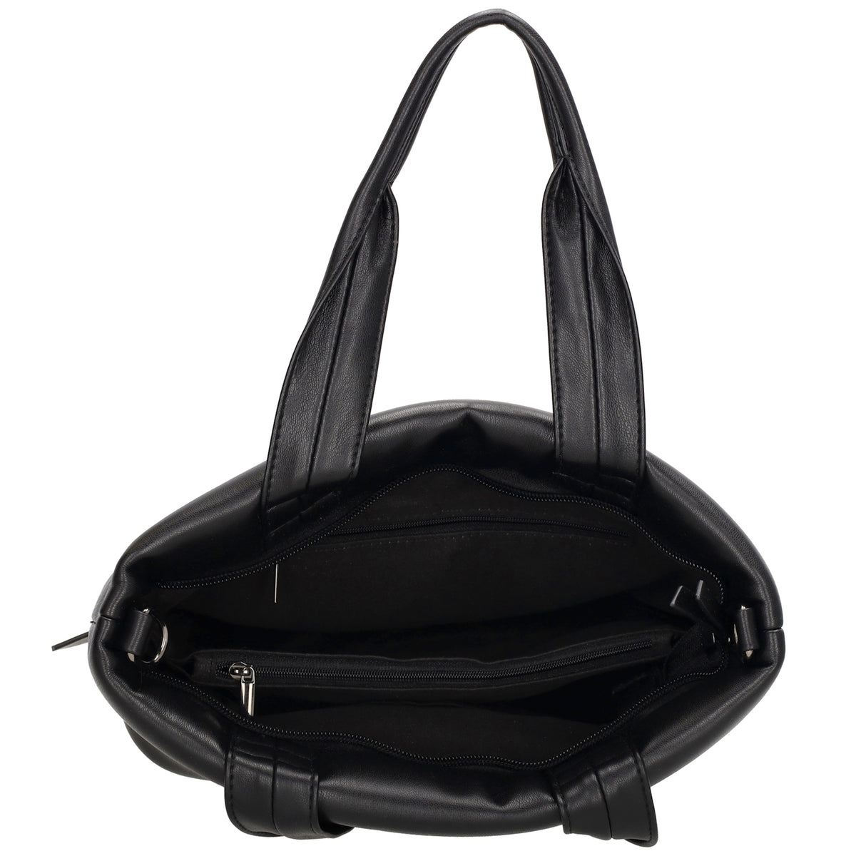 Umhängetasche gesteppt 30x20cm in Schwarz aus Kunstleder - leder-accessoires.com