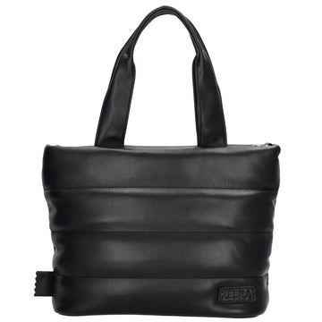 Umhängetasche gesteppt 30x20cm in Schwarz aus Kunstleder - leder-accessoires.com