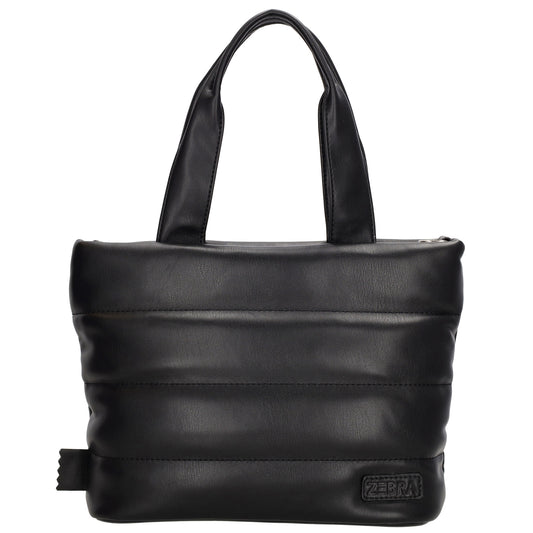 Umhängetasche gesteppt 30x20cm in Schwarz aus Kunstleder - leder-accessoires.com