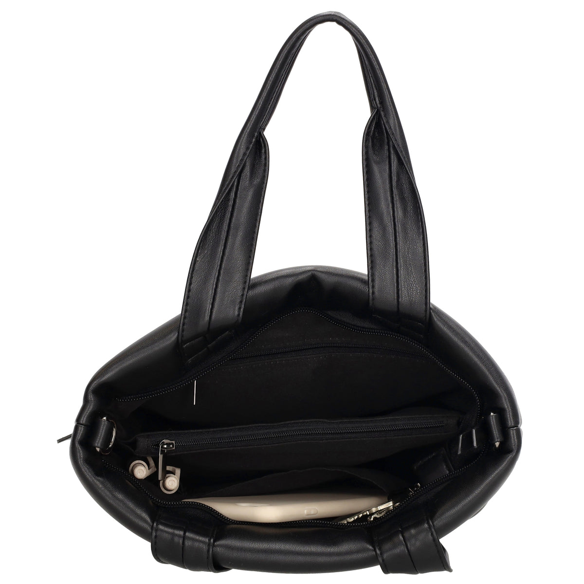Umhängetasche gesteppt 30x20cm in Schwarz aus Kunstleder - leder-accessoires.com