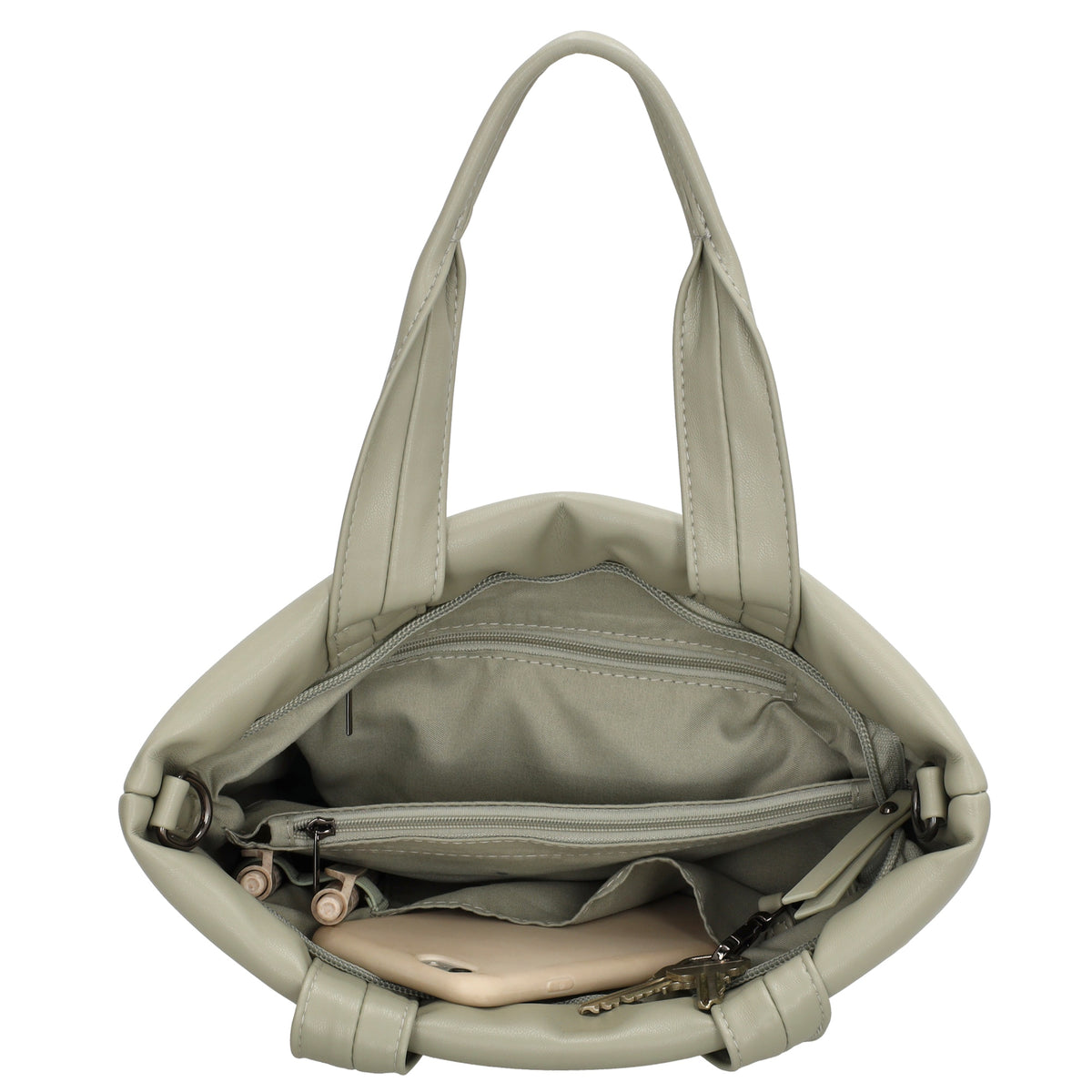 Umhängetasche gesteppt 30x20cm in Mint aus Kunstleder - leder-accessoires.com
