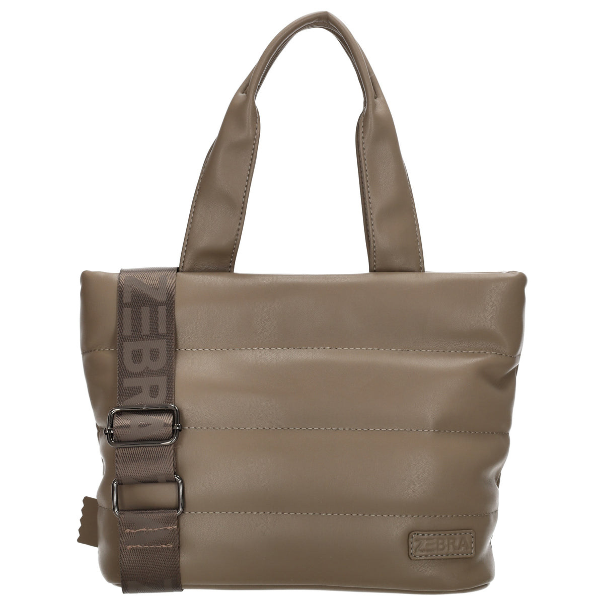 Umhängetasche gesteppt 30x20cm in Taupe aus Kunstleder - leder-accessoires.com