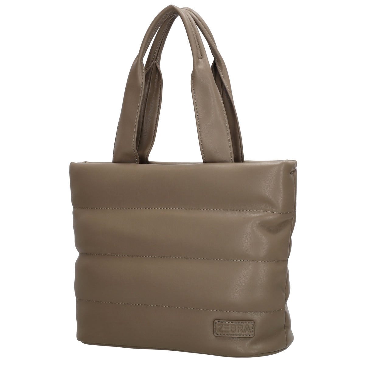 Umhängetasche gesteppt 30x20cm in Taupe aus Kunstleder - leder-accessoires.com