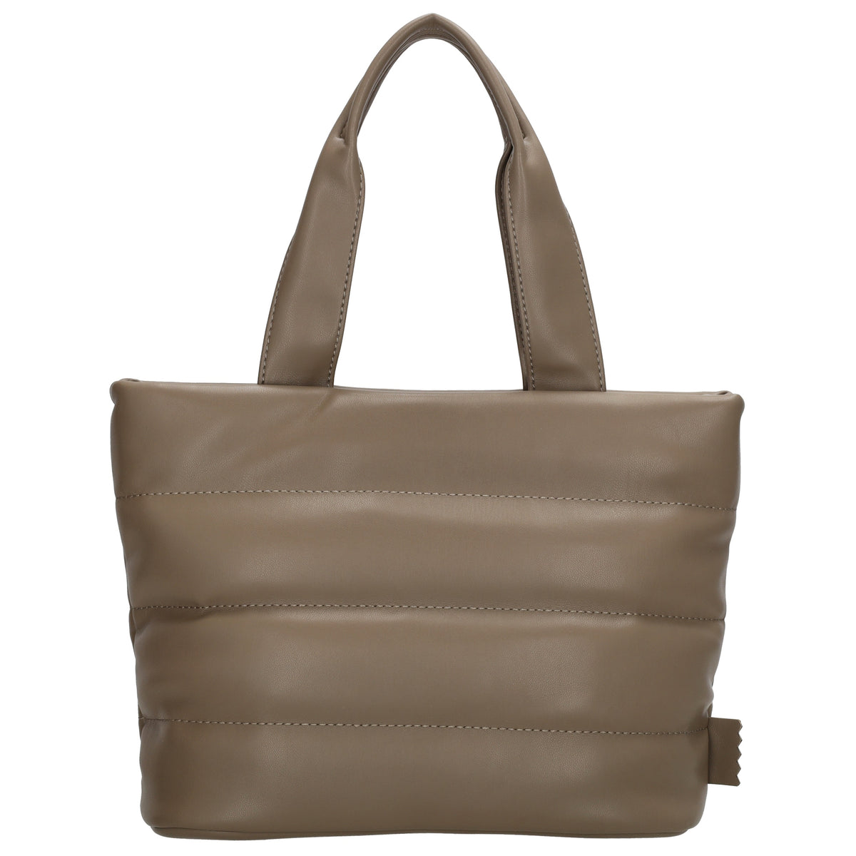 Umhängetasche gesteppt 30x20cm in Taupe aus Kunstleder - leder-accessoires.com