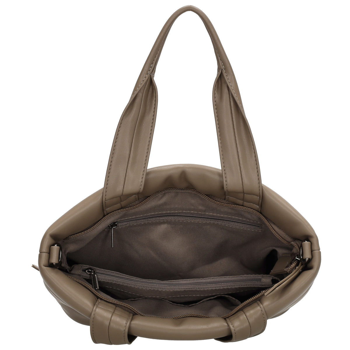 Umhängetasche gesteppt 30x20cm in Taupe aus Kunstleder - leder-accessoires.com