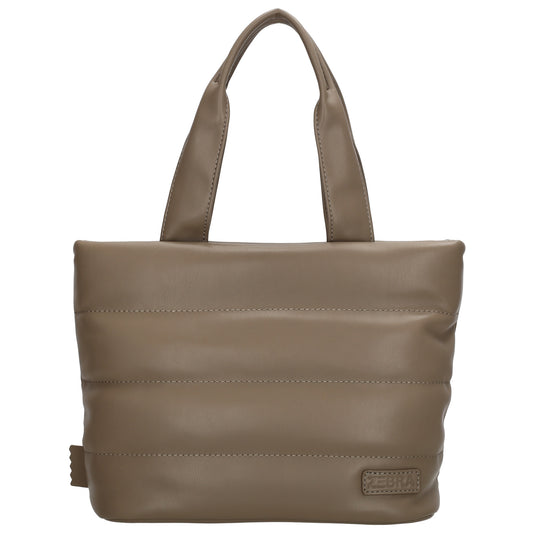 Umhängetasche gesteppt 30x20cm in Taupe aus Kunstleder - leder-accessoires.com