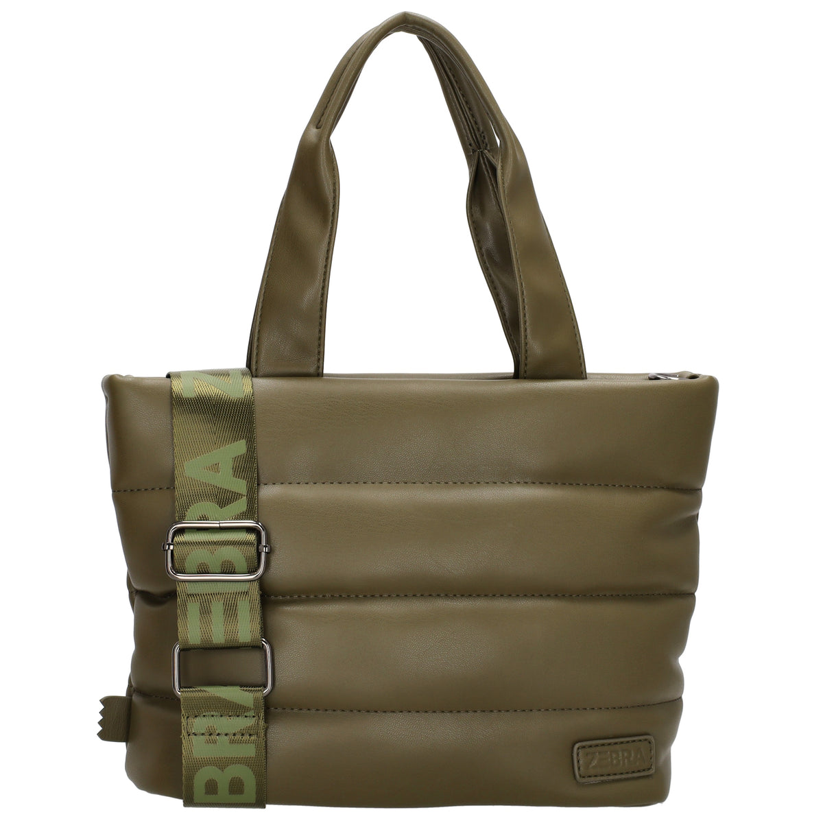 Umhängetasche gesteppt 30x20cm in Olivgrün aus Kunstleder - leder-accessoires.com