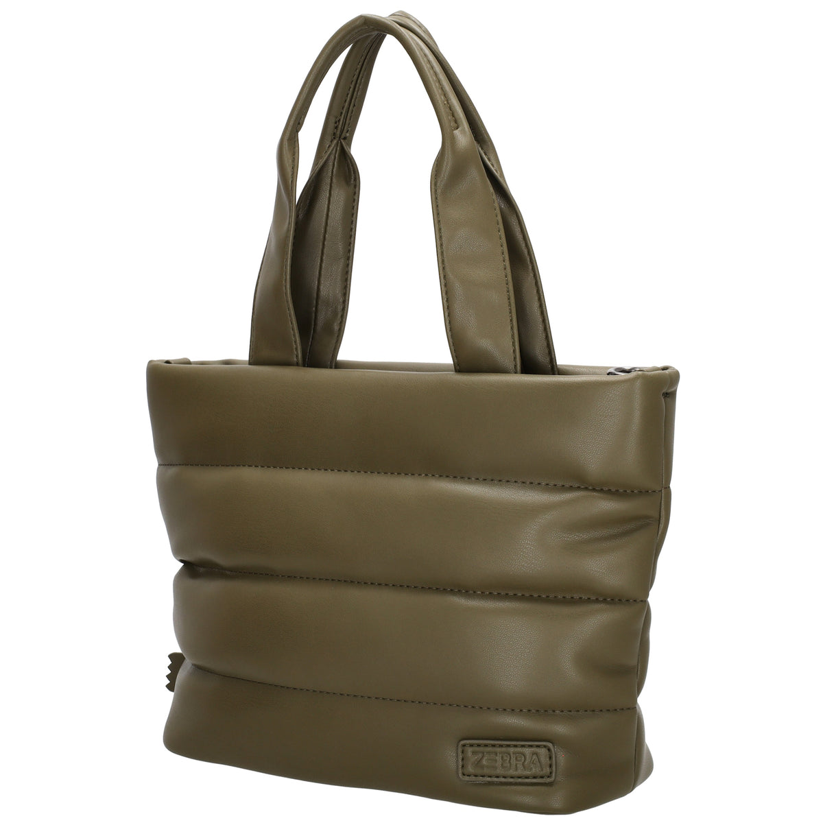 Umhängetasche gesteppt 30x20cm in Olivgrün aus Kunstleder - leder-accessoires.com