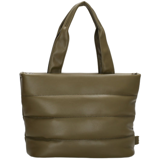 Umhängetasche gesteppt 30x20cm in Olivgrün aus Kunstleder - leder-accessoires.com