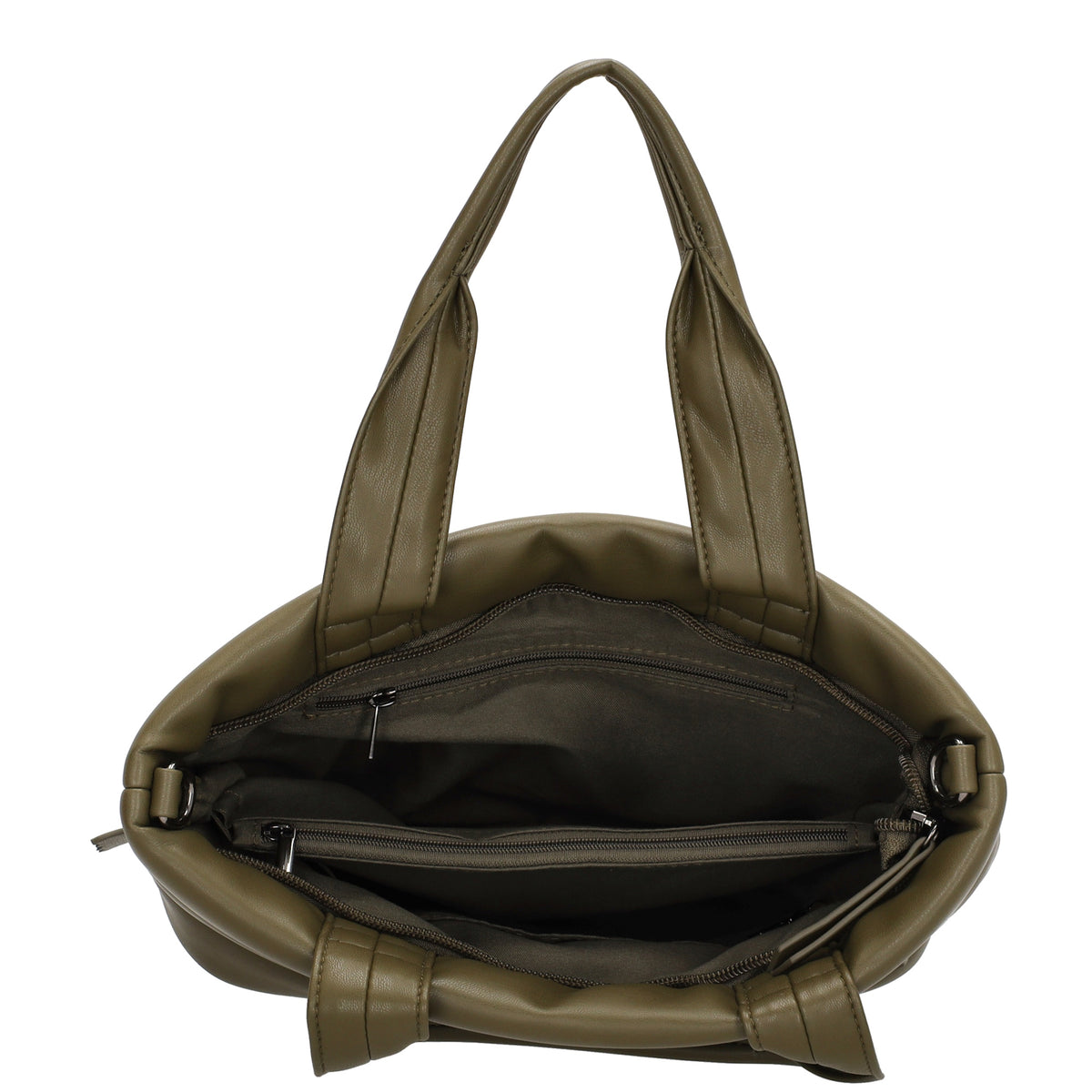 Umhängetasche gesteppt 30x20cm in Olivgrün aus Kunstleder - leder-accessoires.com