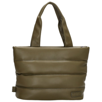 Umhängetasche gesteppt 30x20cm in Olivgrün aus Kunstleder - leder-accessoires.com