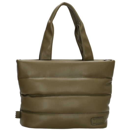 Umhängetasche gesteppt 30x20cm in Olivgrün aus Kunstleder - leder-accessoires.com