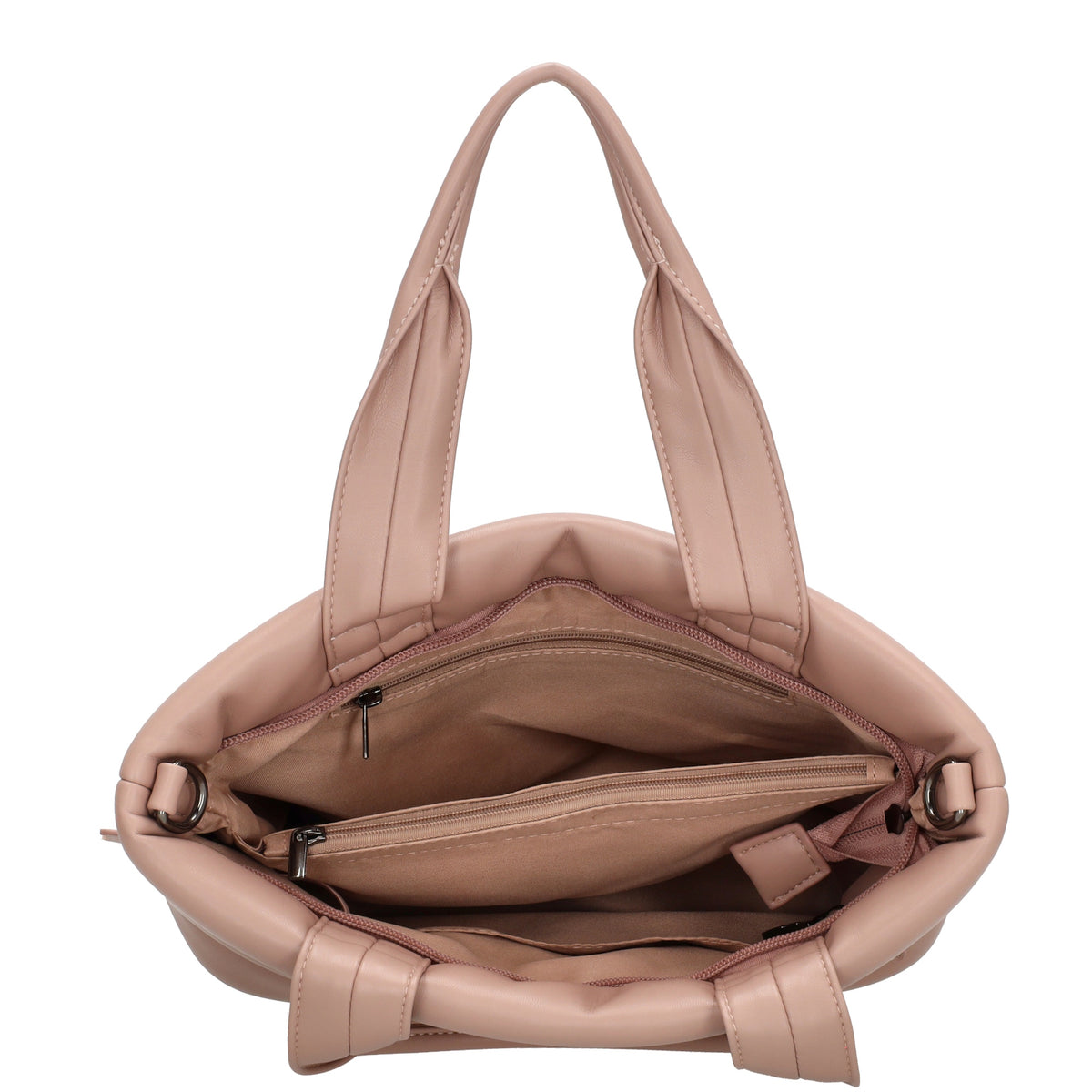 Umhängetasche gesteppt 30x20cm in Altrosa aus Kunstleder - leder-accessoires.com