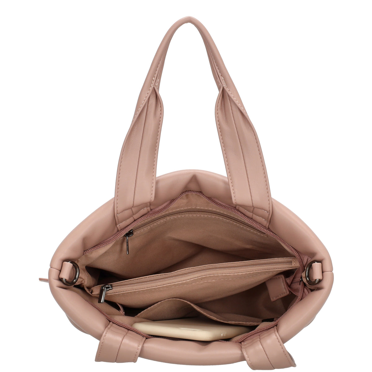 Umhängetasche gesteppt 30x20cm in Altrosa aus Kunstleder - leder-accessoires.com