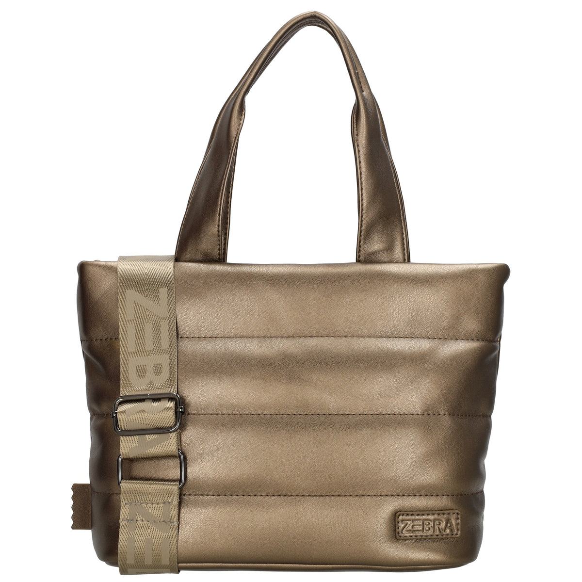 Umhängetasche gesteppt 30x20cm in Bronze aus Kunstleder - leder-accessoires.com