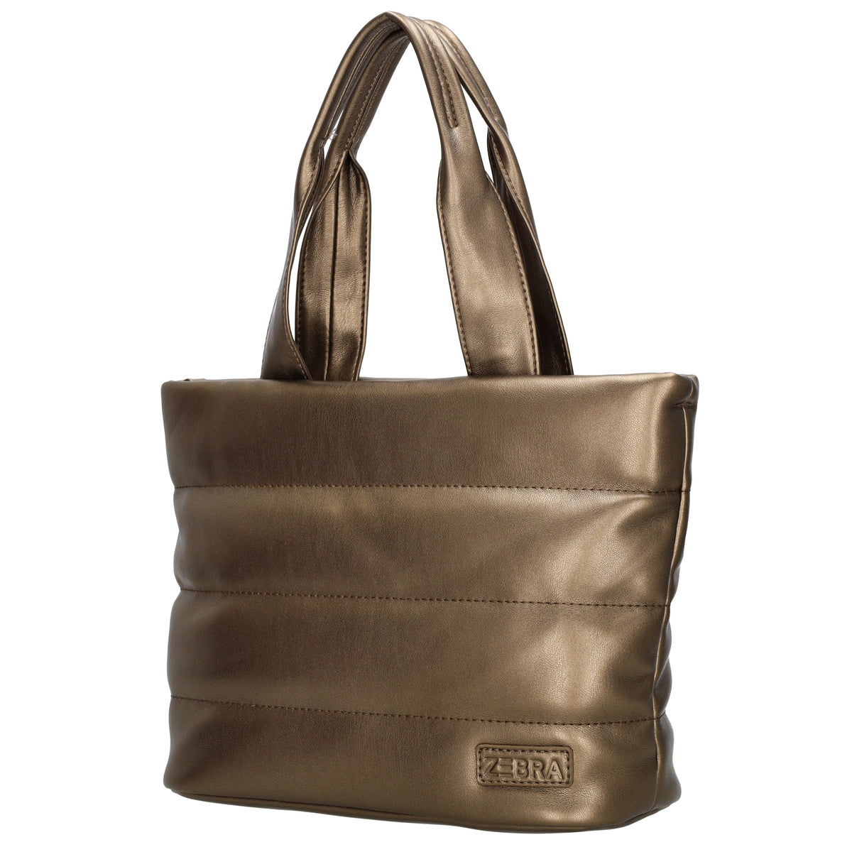 Umhängetasche gesteppt 30x20cm in Bronze aus Kunstleder - leder-accessoires.com