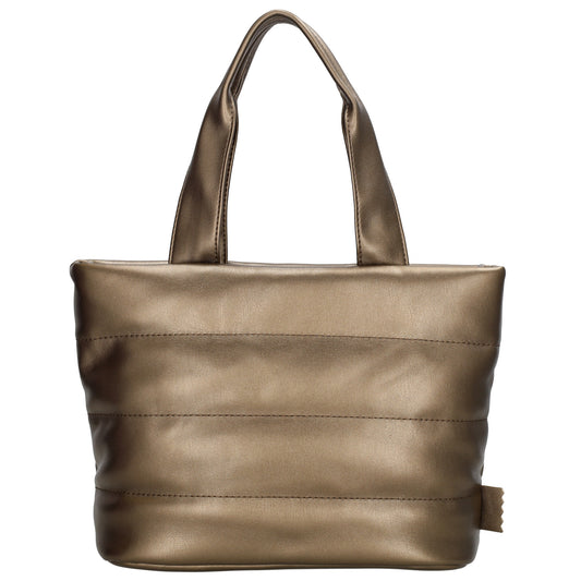 Umhängetasche gesteppt 30x20cm in Bronze aus Kunstleder - leder-accessoires.com