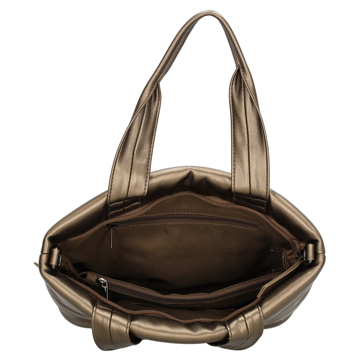 Umhängetasche gesteppt 30x20cm in Bronze aus Kunstleder - leder-accessoires.com