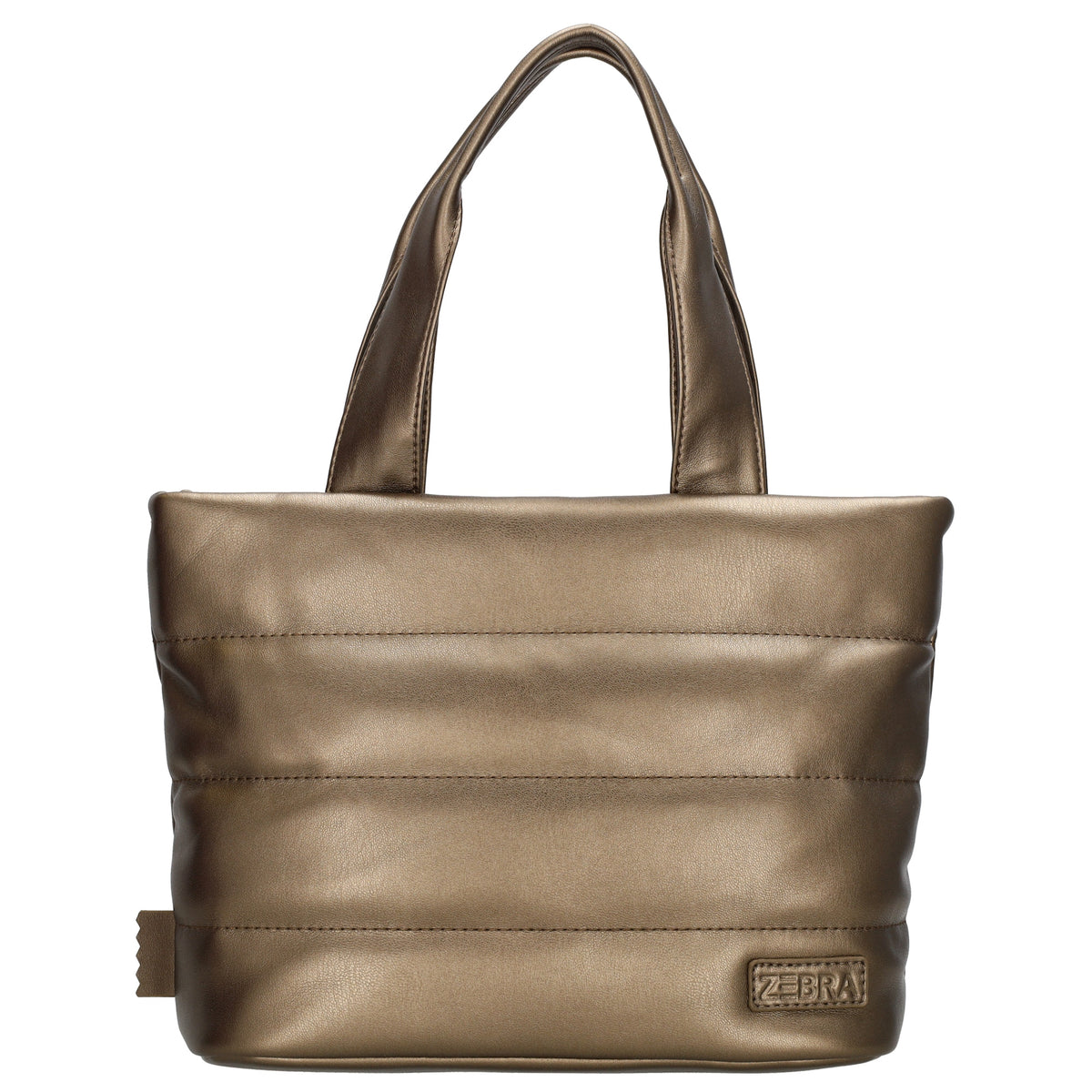 Umhängetasche gesteppt 30x20cm in Bronze aus Kunstleder - leder-accessoires.com