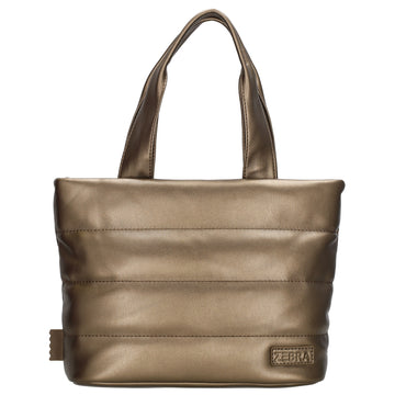 Umhängetasche gesteppt 30x20cm in Bronze aus Kunstleder - leder-accessoires.com