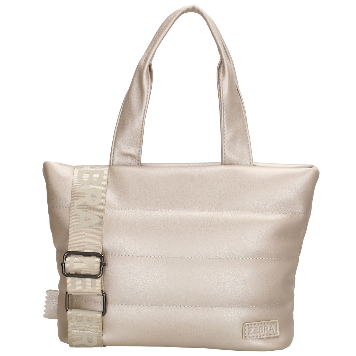 Umhängetasche gesteppt 30x20cm in Champagner aus Kunstleder - leder-accessoires.com