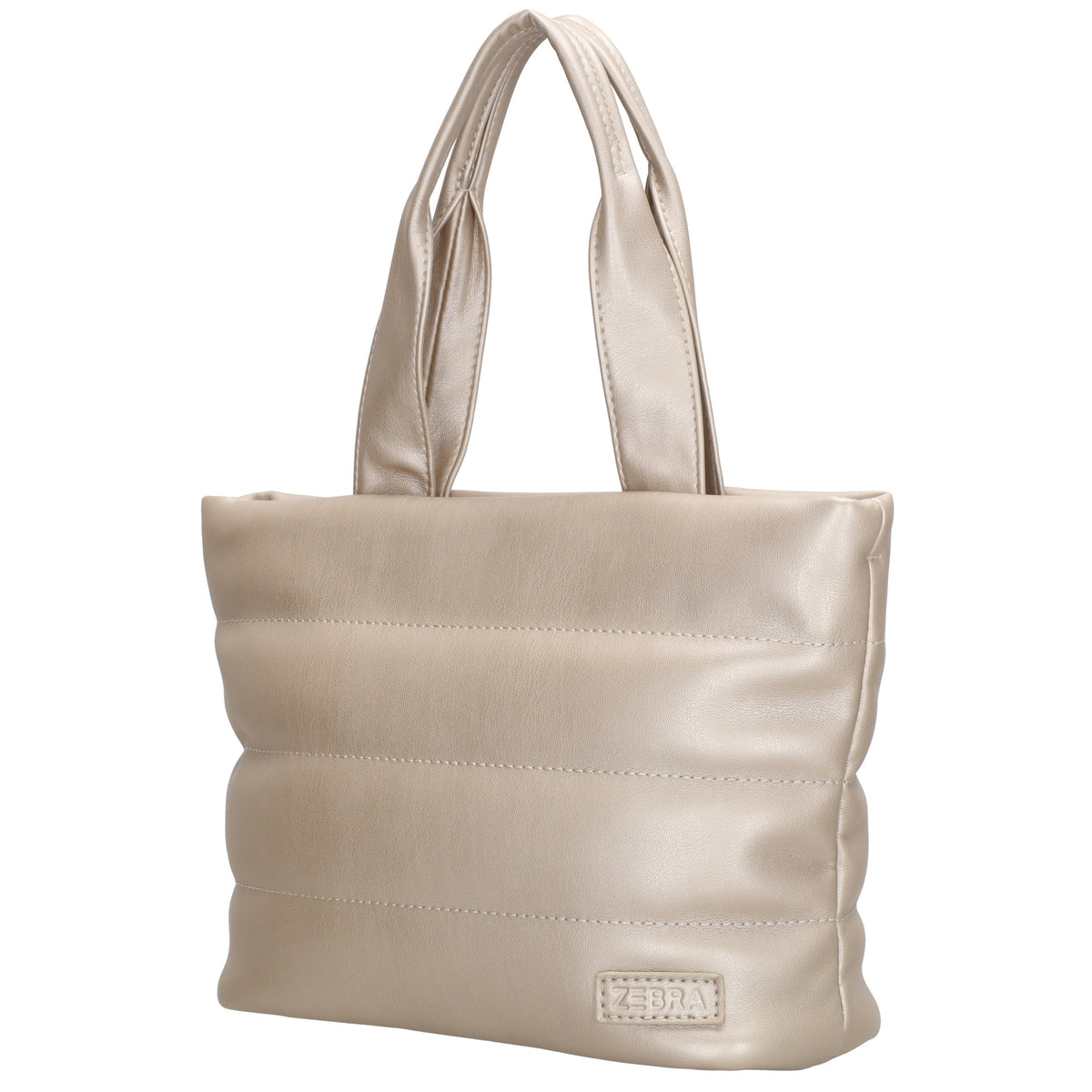 Umhängetasche gesteppt 30x20cm in Champagner aus Kunstleder - leder-accessoires.com