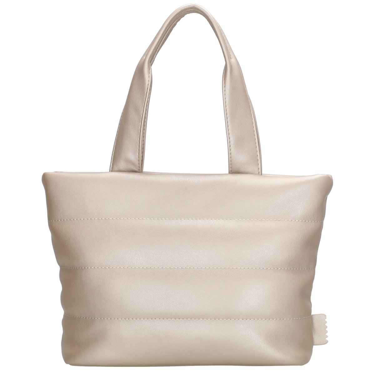Umhängetasche gesteppt 30x20cm in Champagner aus Kunstleder - leder-accessoires.com