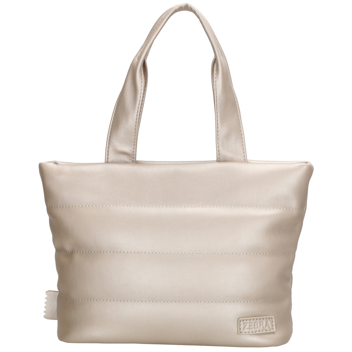Umhängetasche gesteppt 30x20cm in Champagner aus Kunstleder - leder-accessoires.com